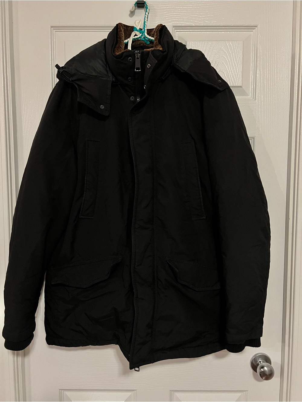 Danier Black Puffer Jacket with Shearling